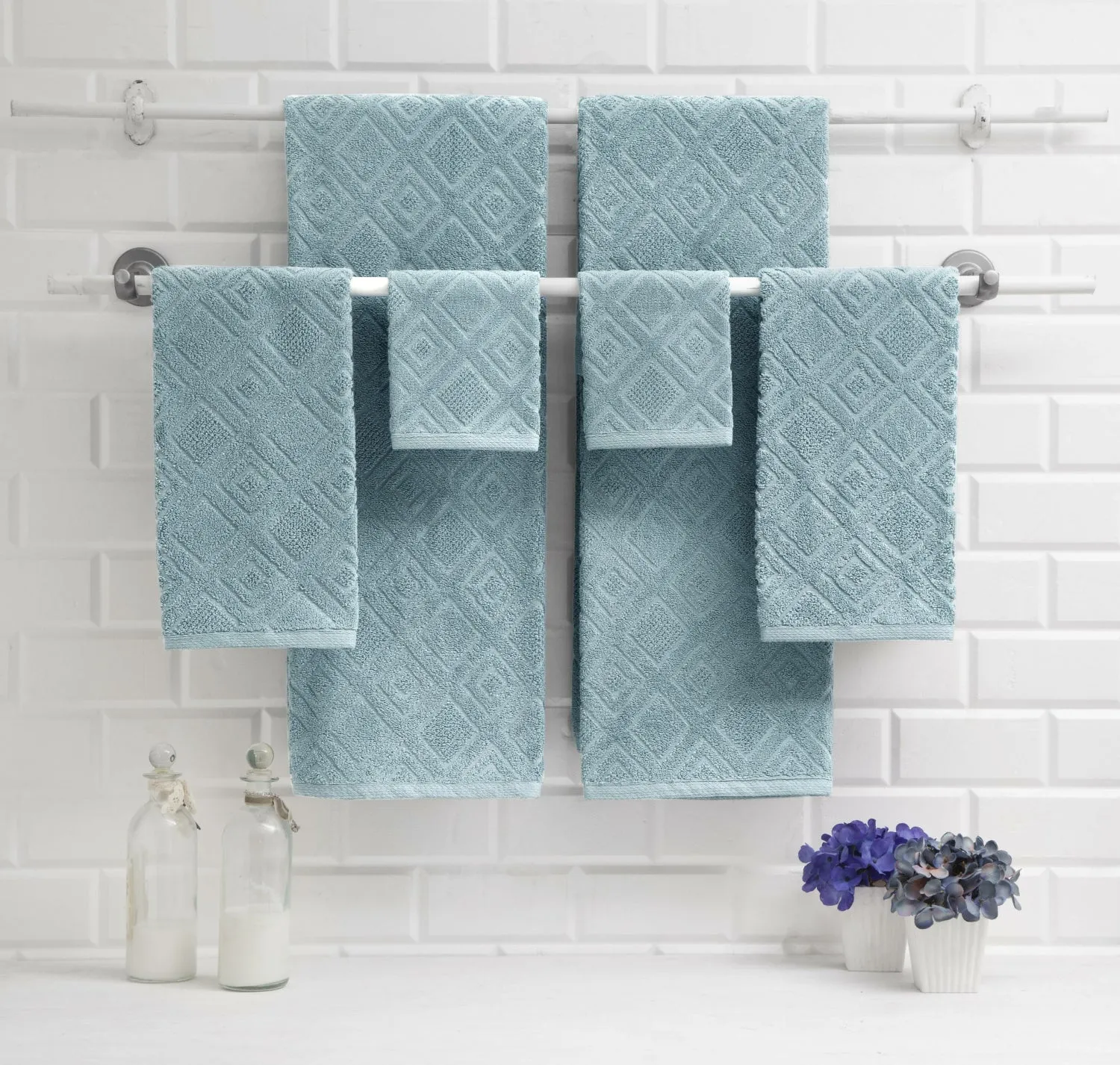 Larue Turkish Cotton Diamond Pattern Towel 6Pc Set