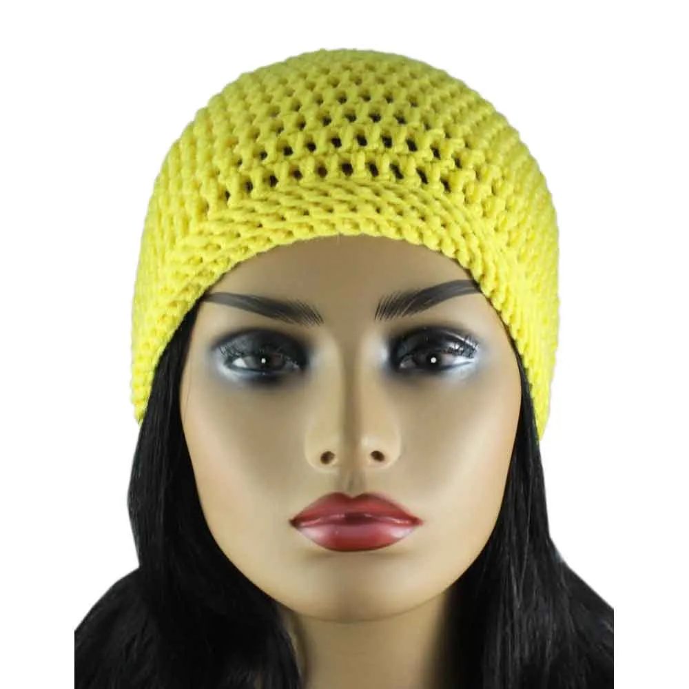 Lemon Yellow Crochet Beanie Hat Medium/Large - JMCH17ML