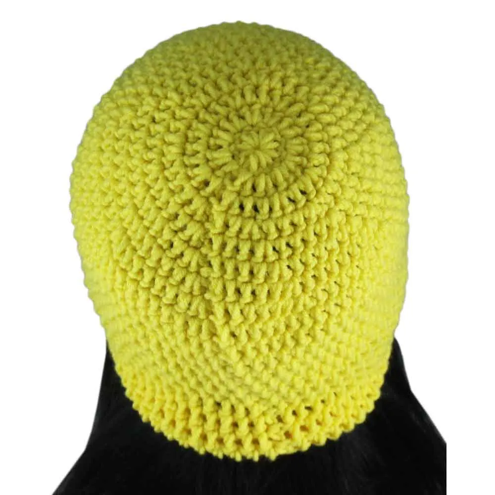 Lemon Yellow Crochet Beanie Hat Medium/Large - JMCH17ML