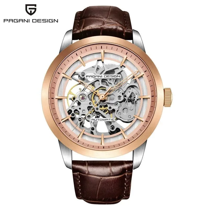 Men's Luxury Leather Automatic Mechanical Watch Stainless Steel Waterproof