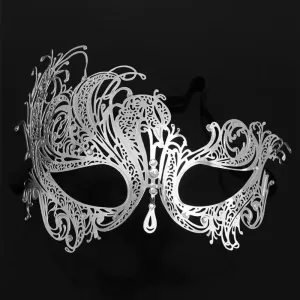 Metal Laser Cut Venetian Ladies Masquerade Ball Party Mask - Silver ((Style 16))