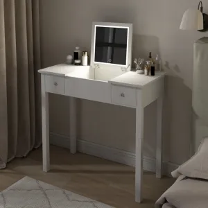 Mila Vanity Table with Flip-Top Mirror - White