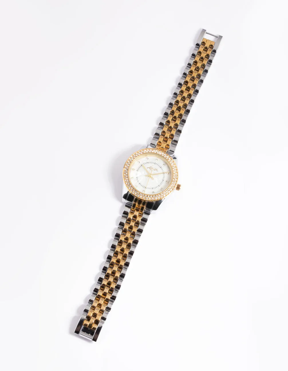 Mixed Metal Two Tone Diamante Watch