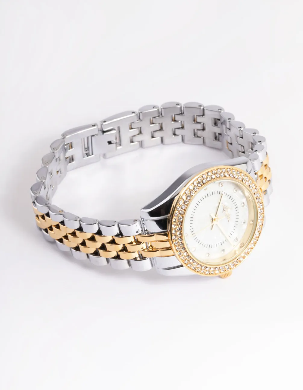 Mixed Metal Two Tone Diamante Watch