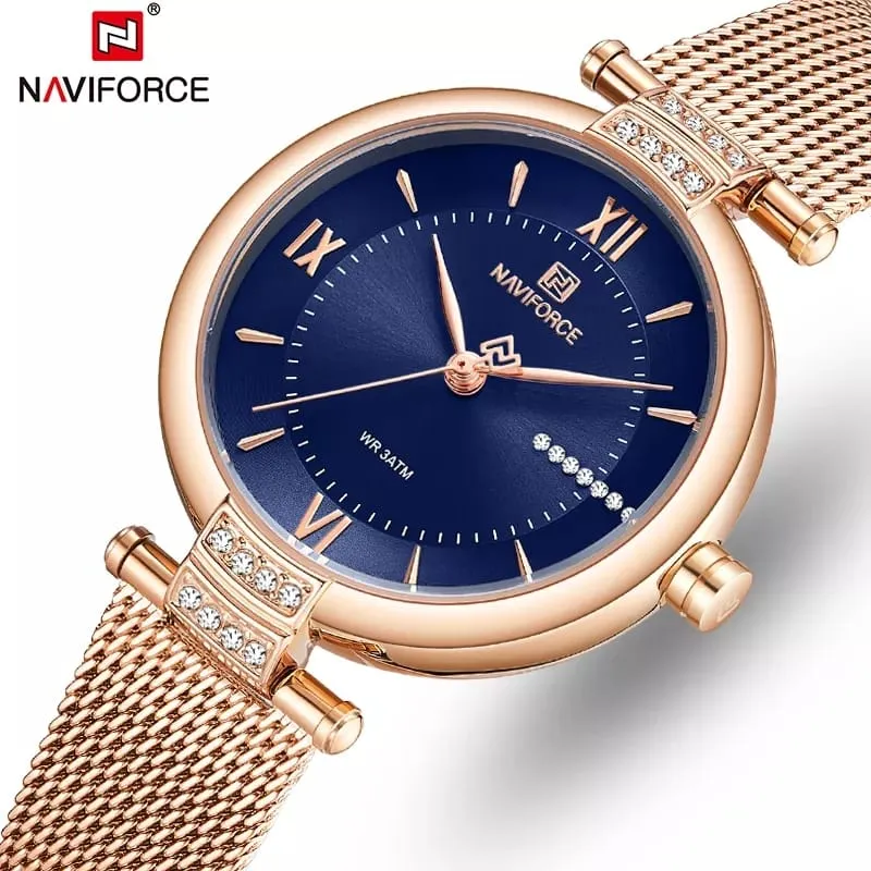 Naviforce Watch Green Face & Blue Face Rose Gold - Lady