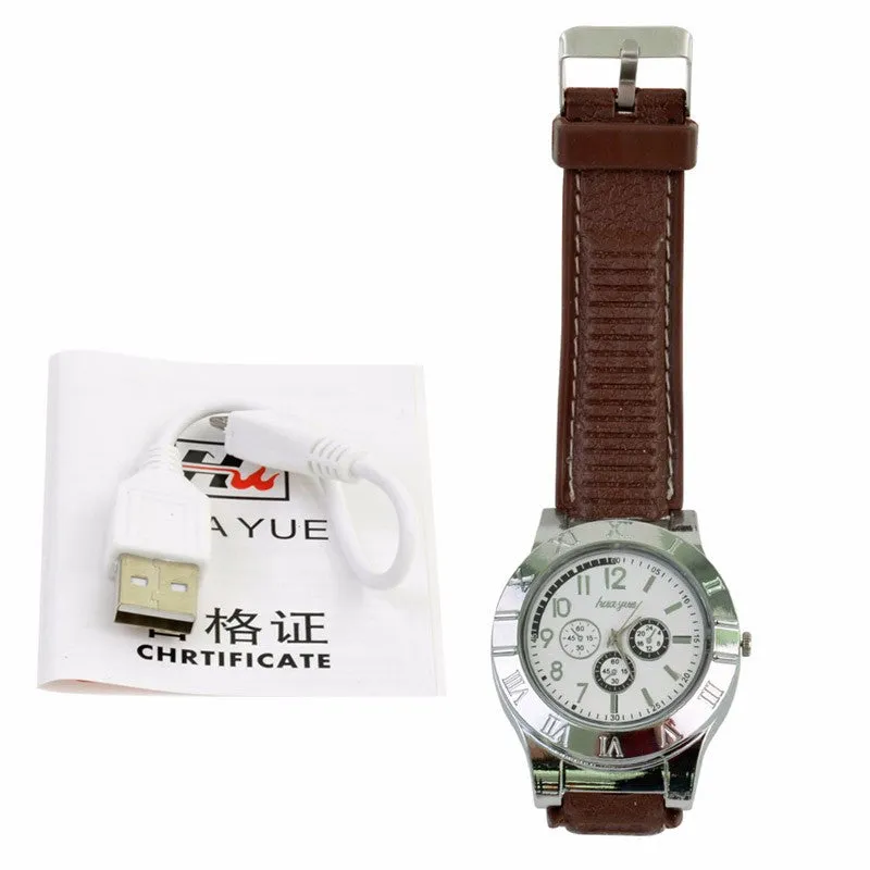 New Military Electronic Lighter Usb Quartz Watch Man Quartz Sports Cigarette Lighter Men Watches