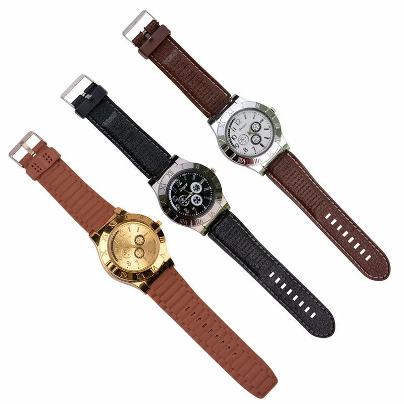 New Military Electronic Lighter Usb Quartz Watch Man Quartz Sports Cigarette Lighter Men Watches