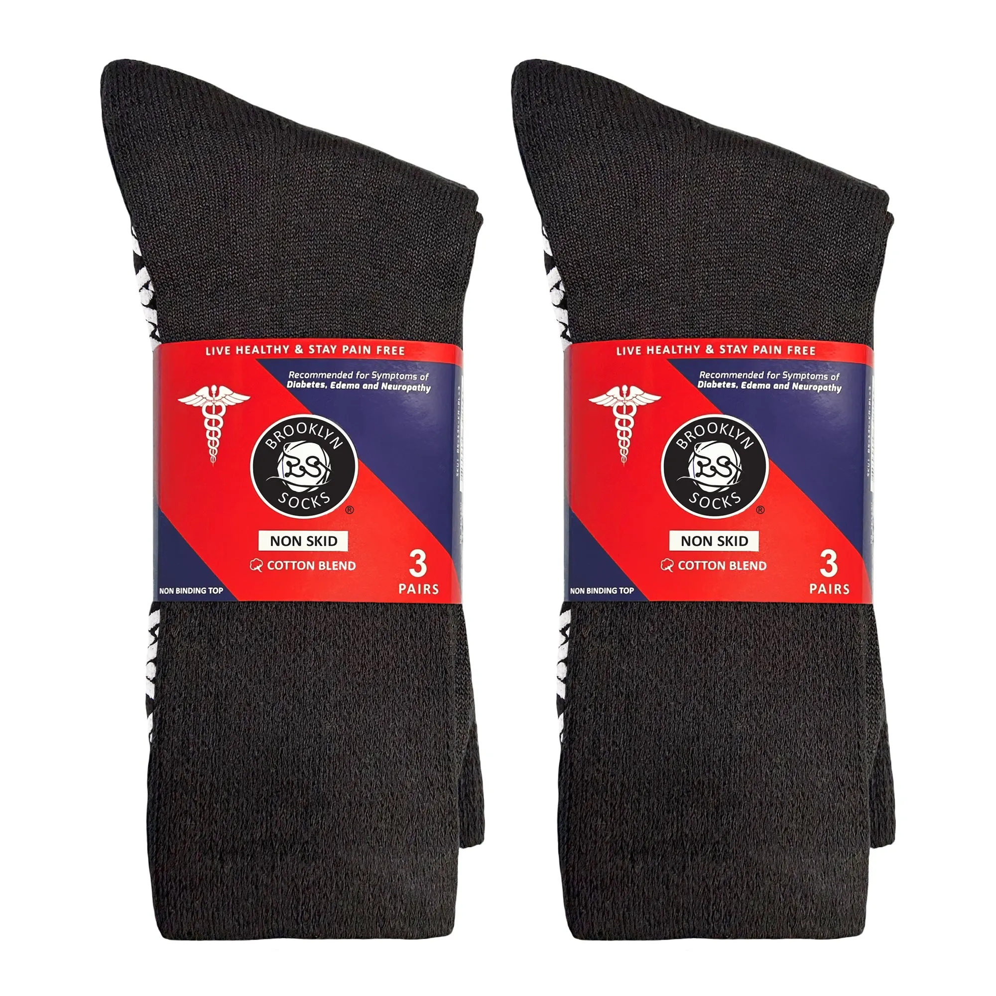 Non-Skid Diabetic Crew Socks with Gripper Bottom