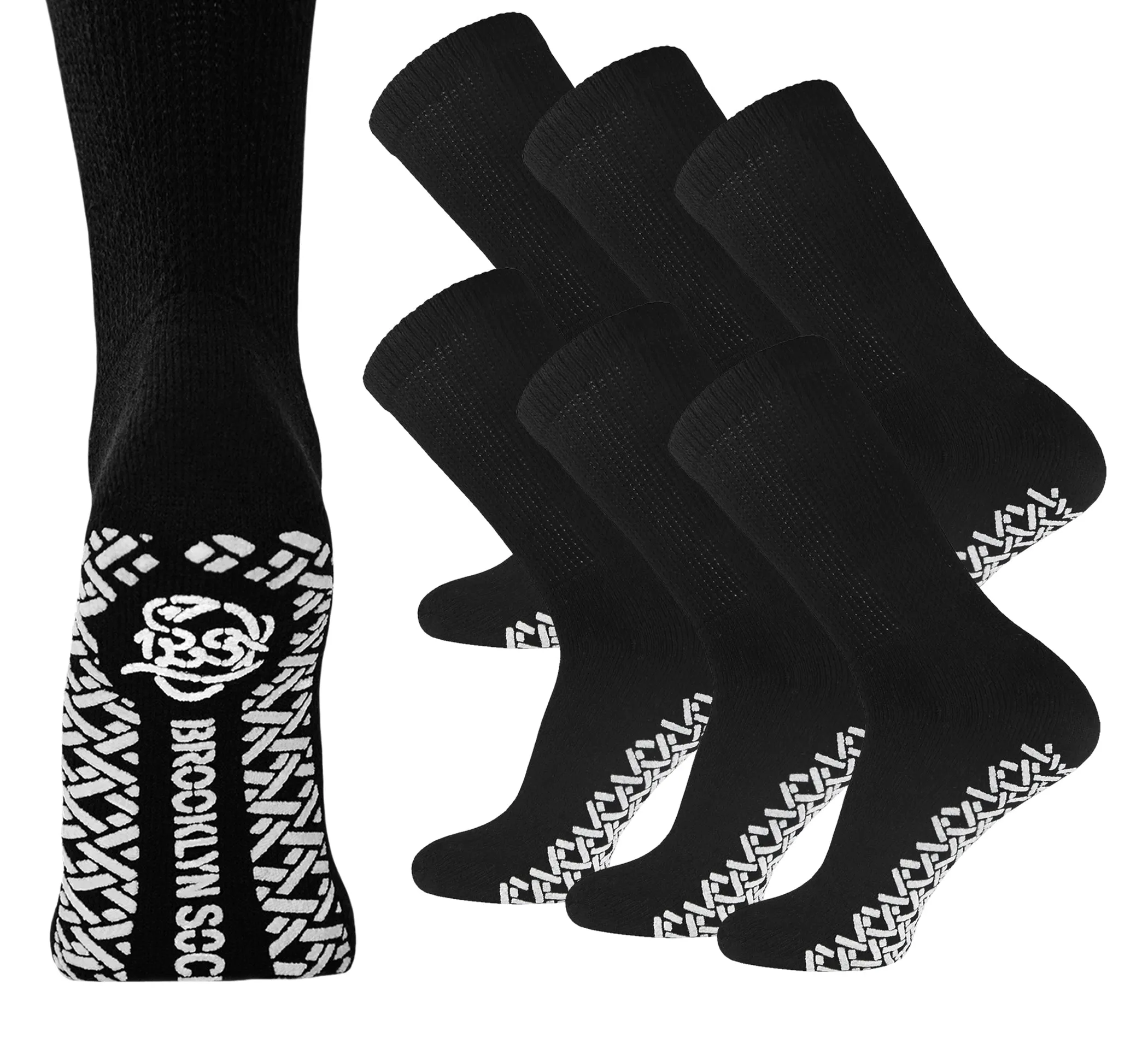 Non-Skid Diabetic Crew Socks with Gripper Bottom