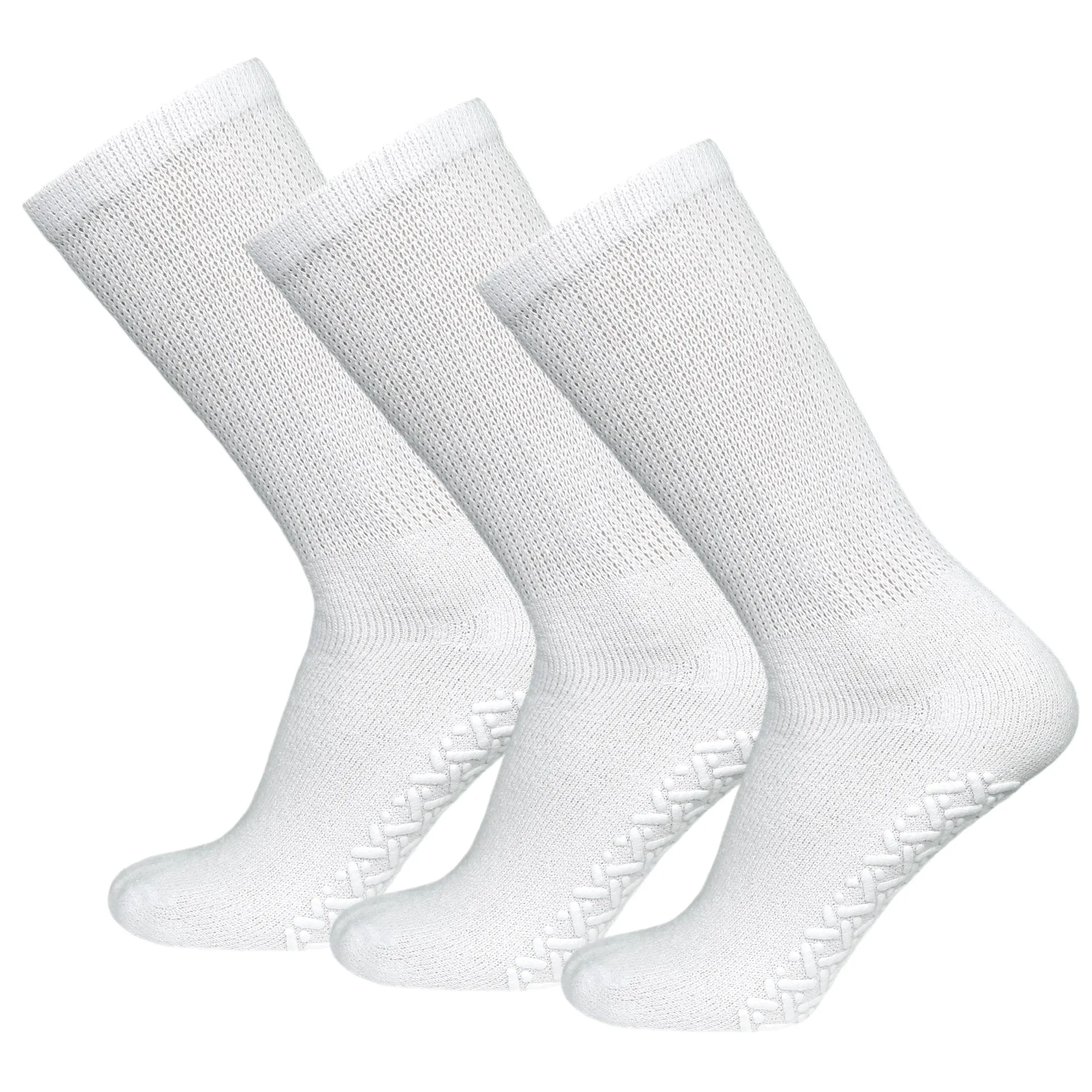 Non-Skid Diabetic Crew Socks with Gripper Bottom