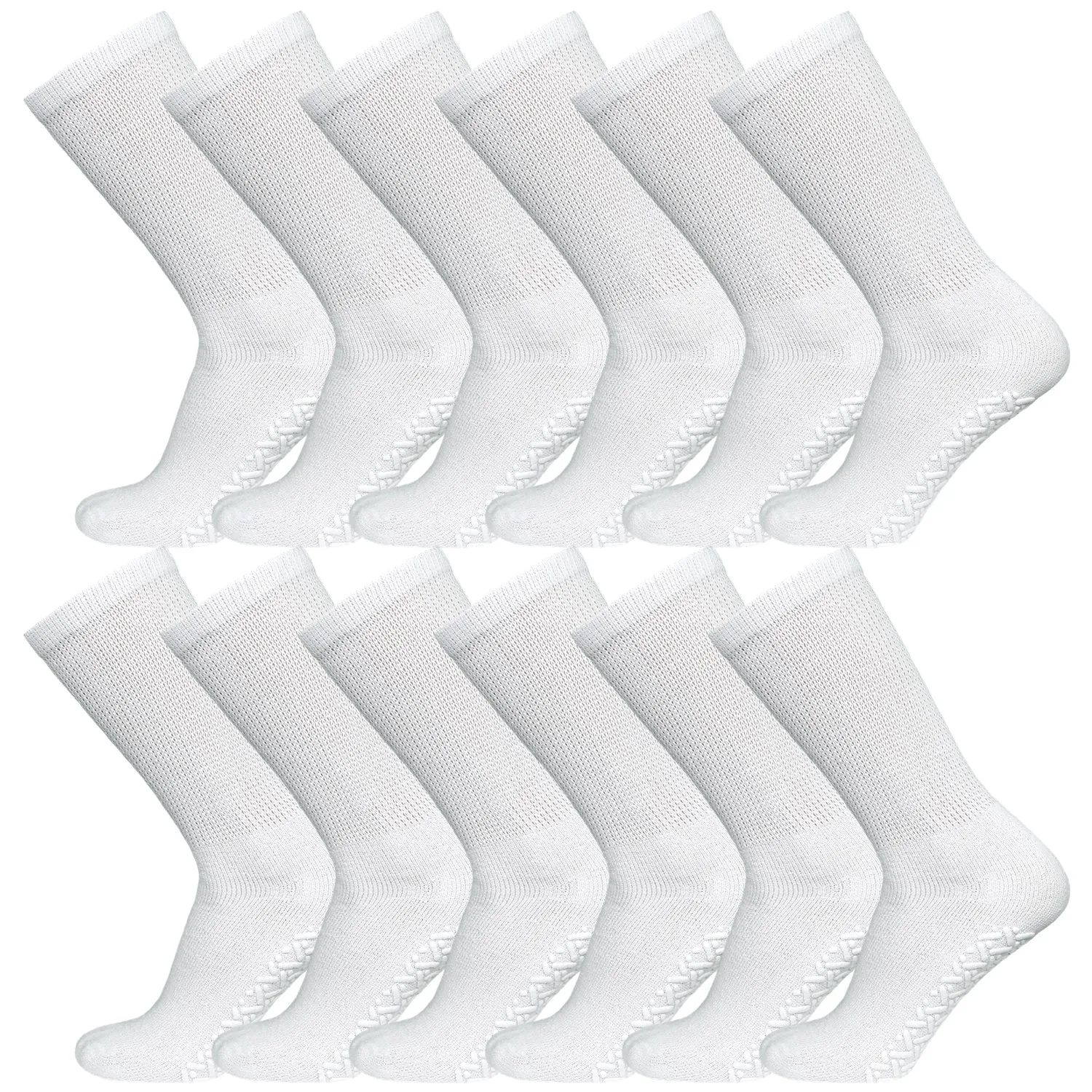 Non-Skid Diabetic Crew Socks with Gripper Bottom