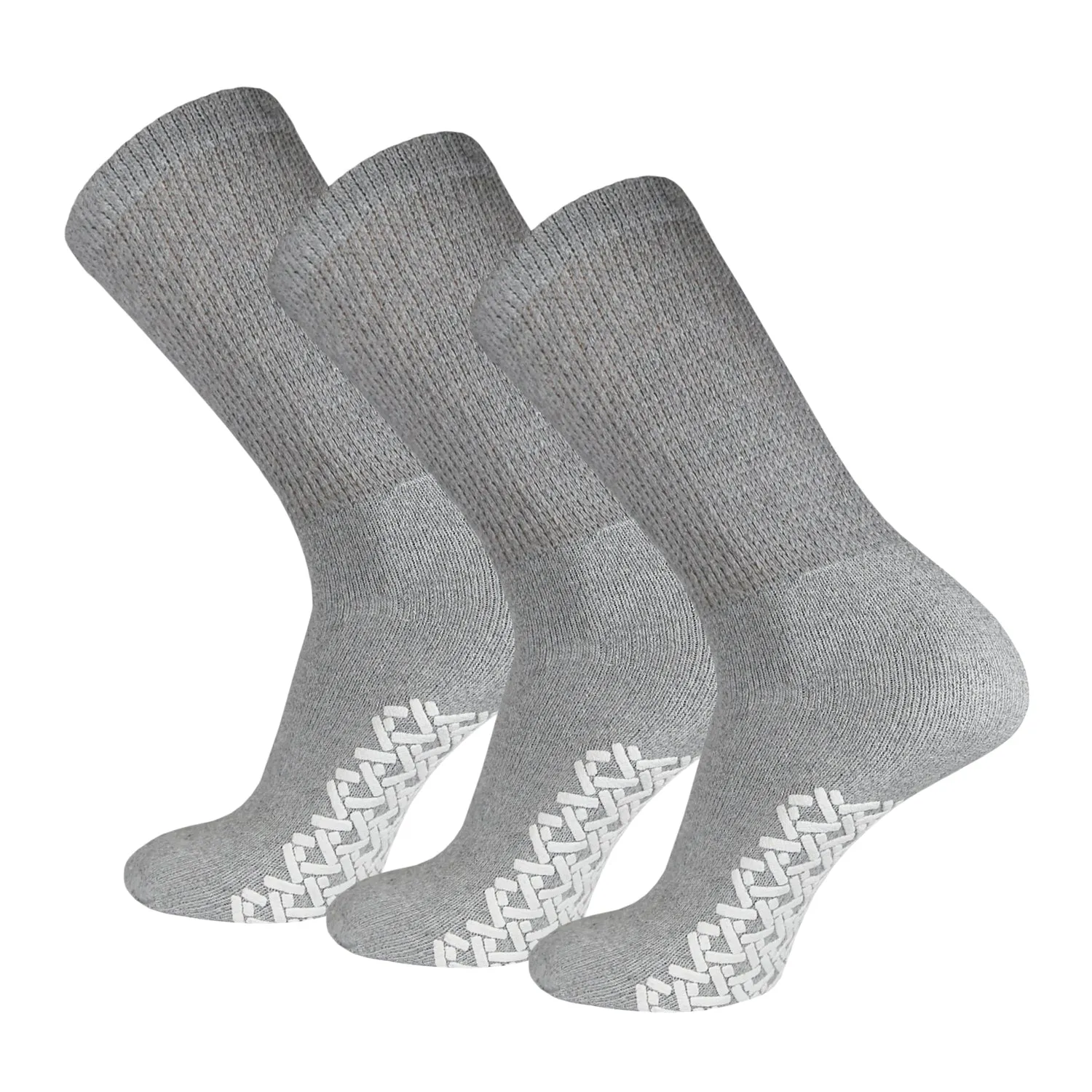 Non-Skid Diabetic Crew Socks with Gripper Bottom