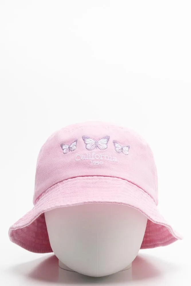 Og Bucket Hat Pink Butterfly