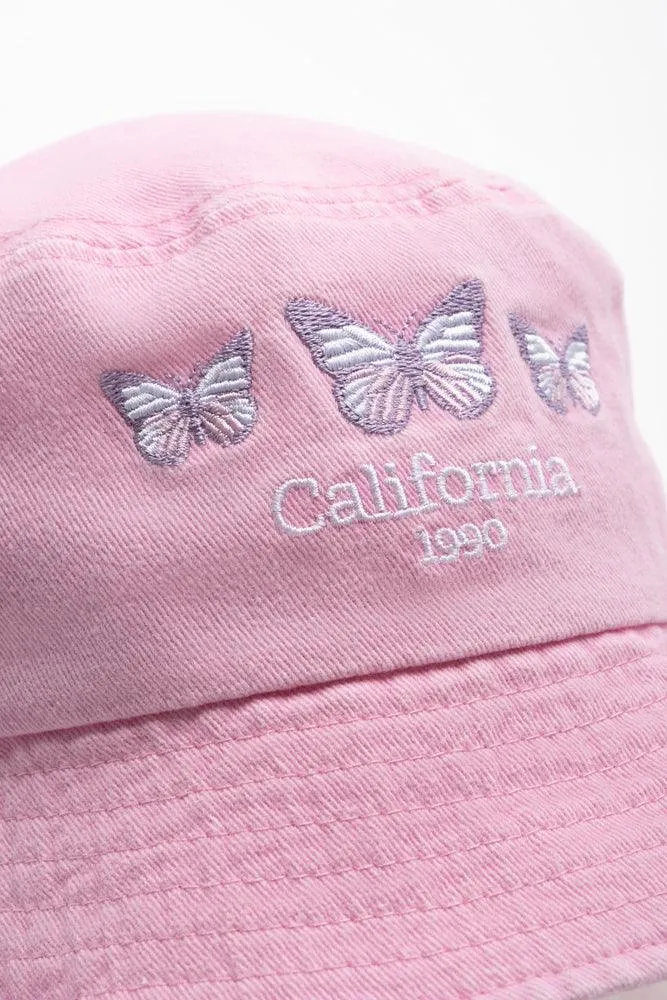 Og Bucket Hat Pink Butterfly