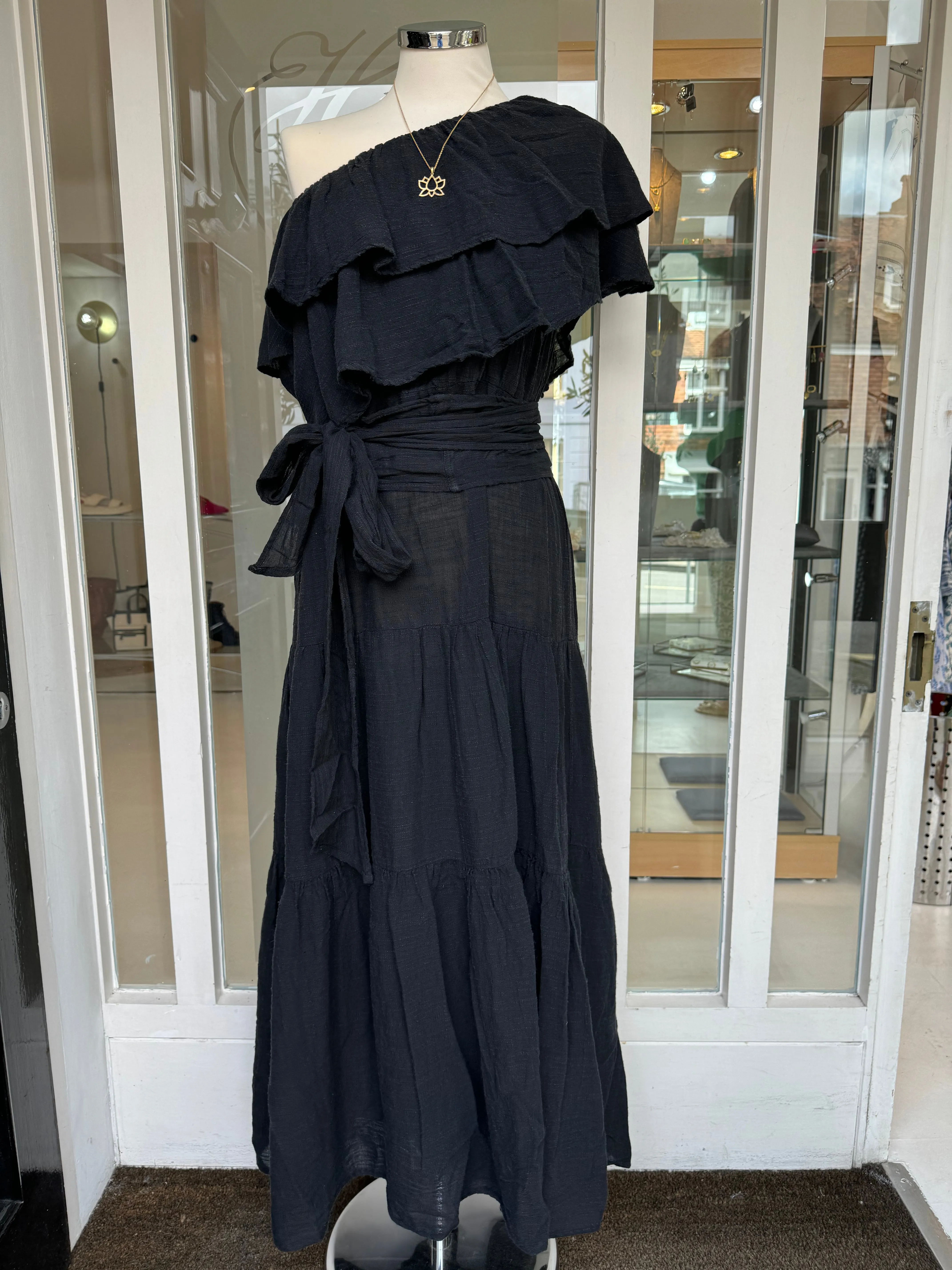 Pearl & Caviar Black Frill Dress