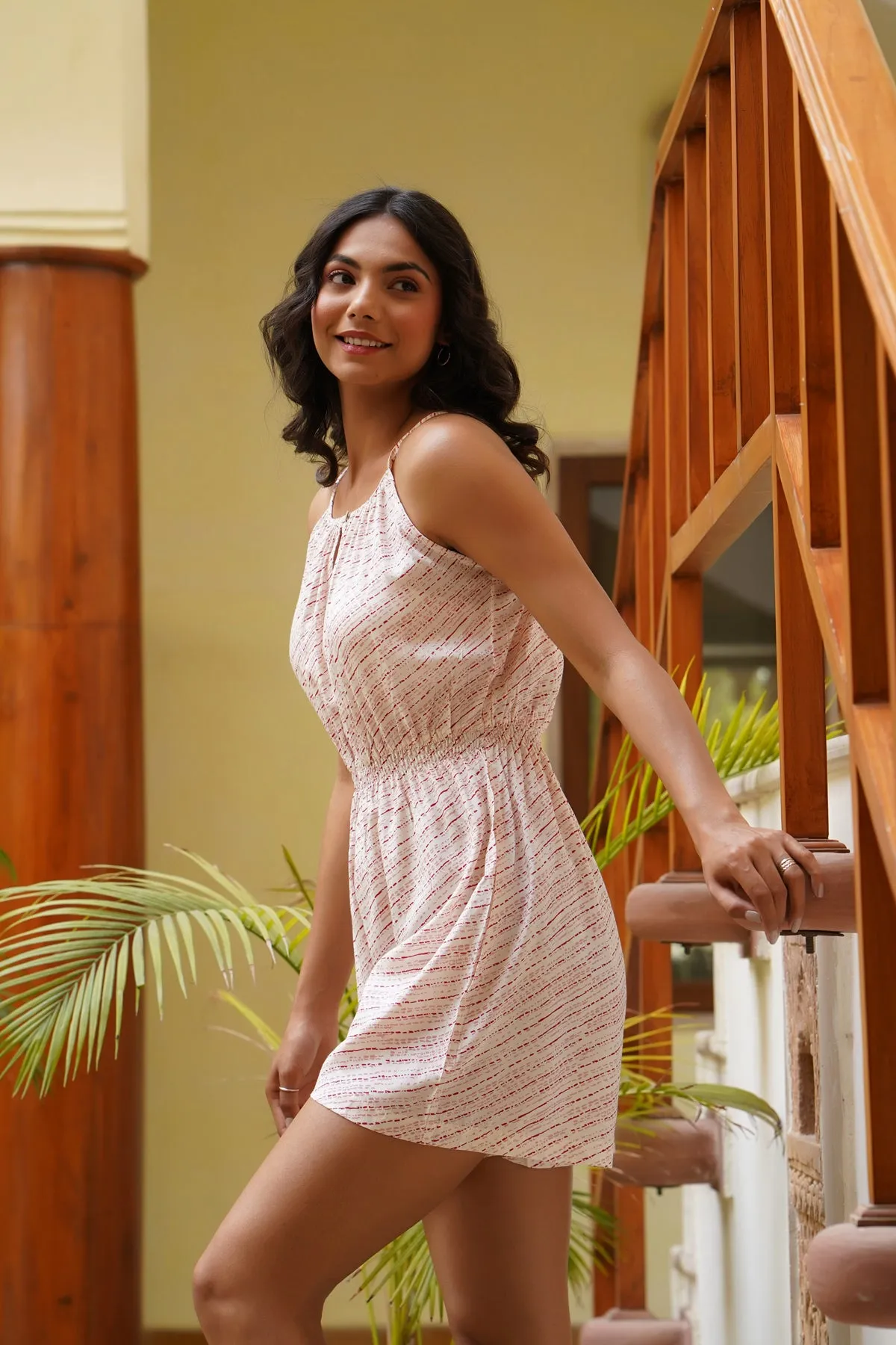 Pink and white striped Silk playsuit