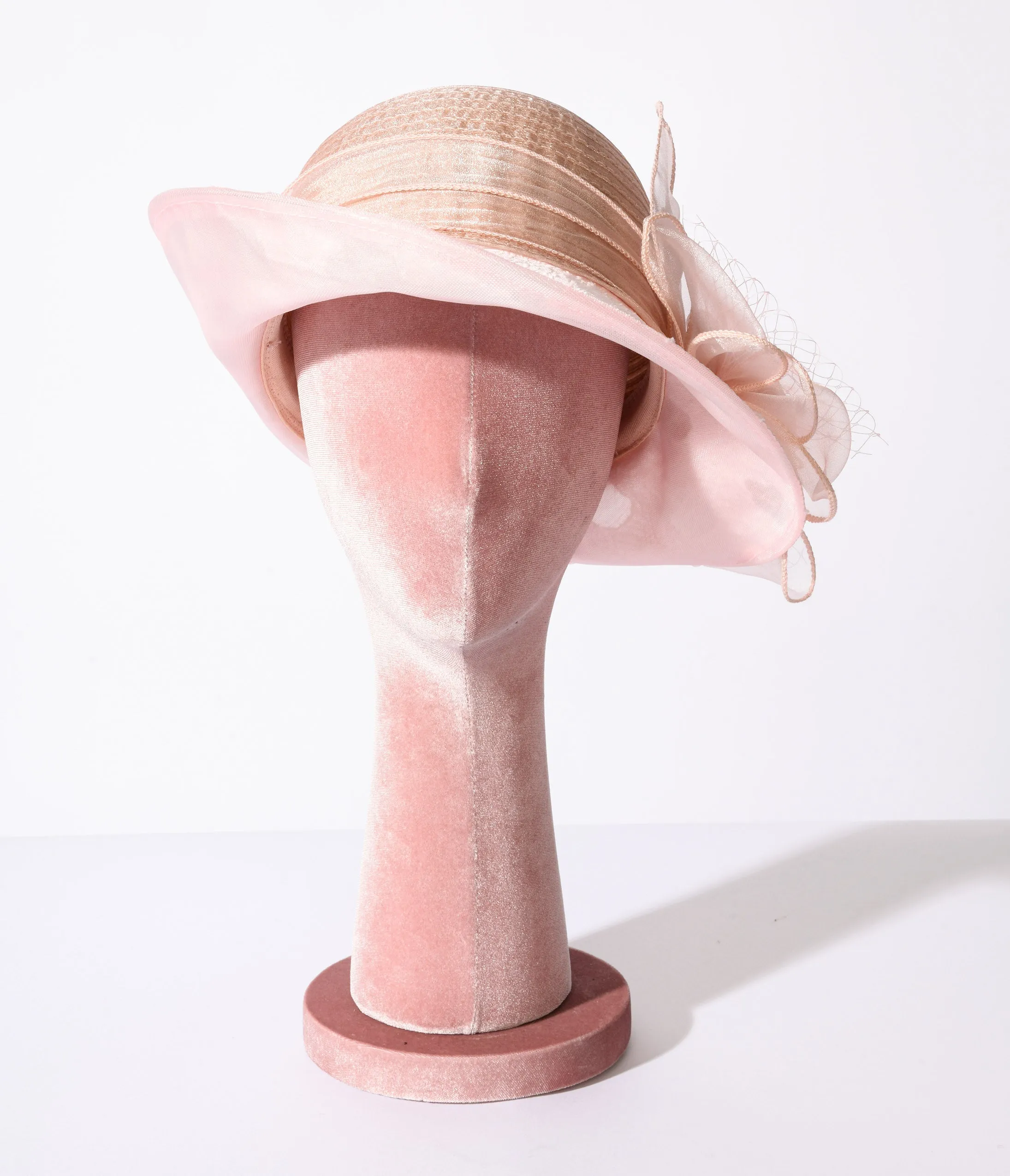 Pink Floral Organza Cloche Hat