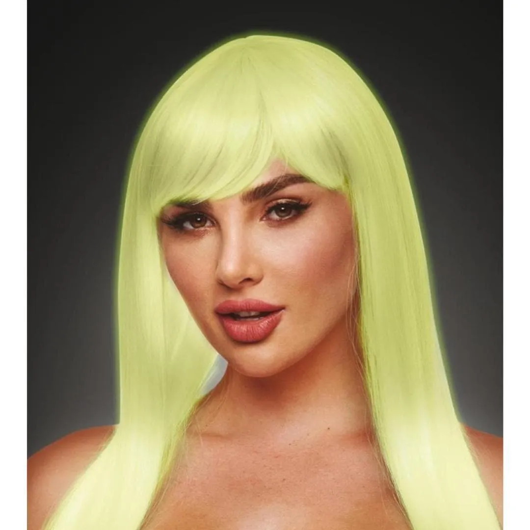 Pleasure Wigs Amber Wig White and Glow in the Dark Neon Yellow