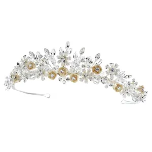 Porcelain Flower Accented Bridal Tiara