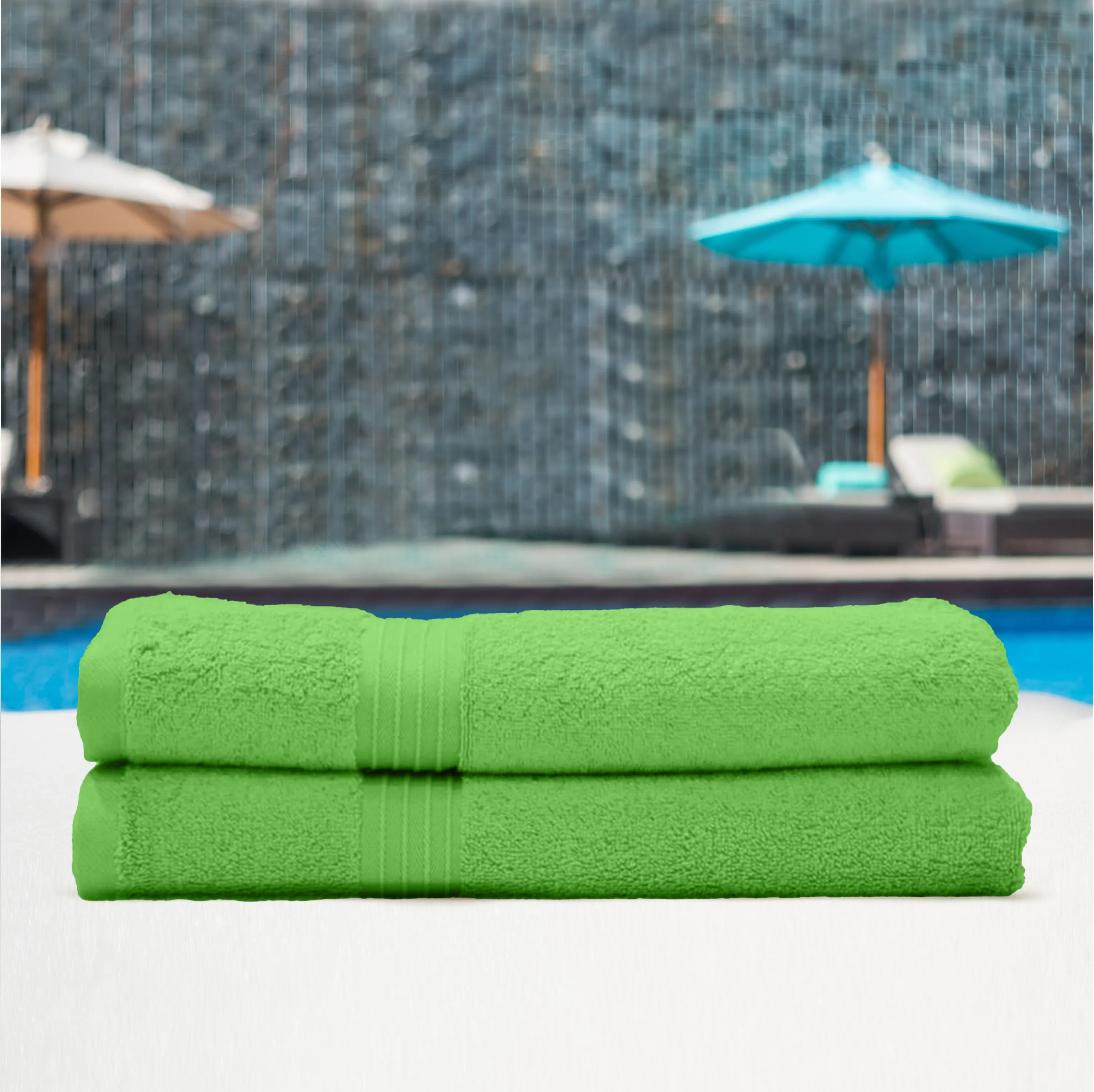 Premium Green Pack of 2  600gsm High Quality Cotton Bath Towel 70x140cm