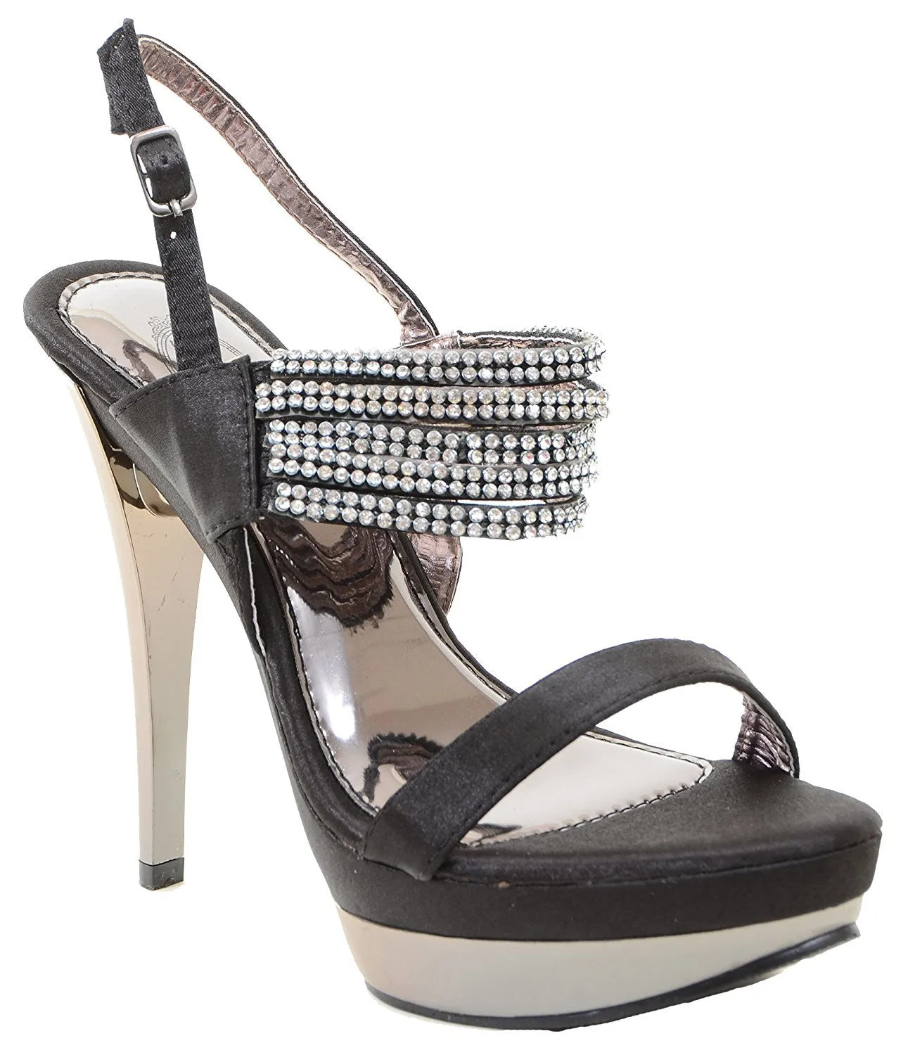 Rhinestone Strappy Platform High Heel Evening Dress Shoes