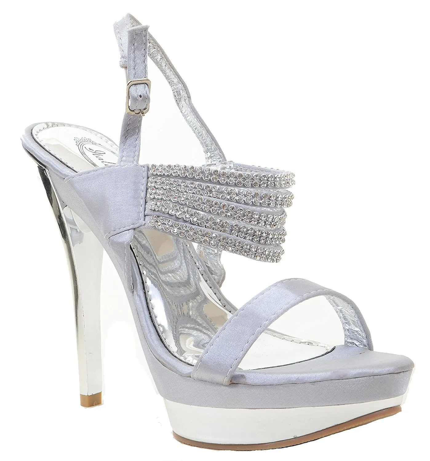 Rhinestone Strappy Platform High Heel Evening Dress Shoes