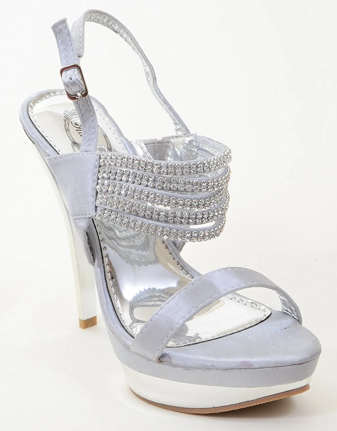 Rhinestone Strappy Platform High Heel Evening Dress Shoes