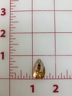 Rhinestones - 13x22mm Czech "Bright-Cut" Gold Silk Pear-Shape Sew-On