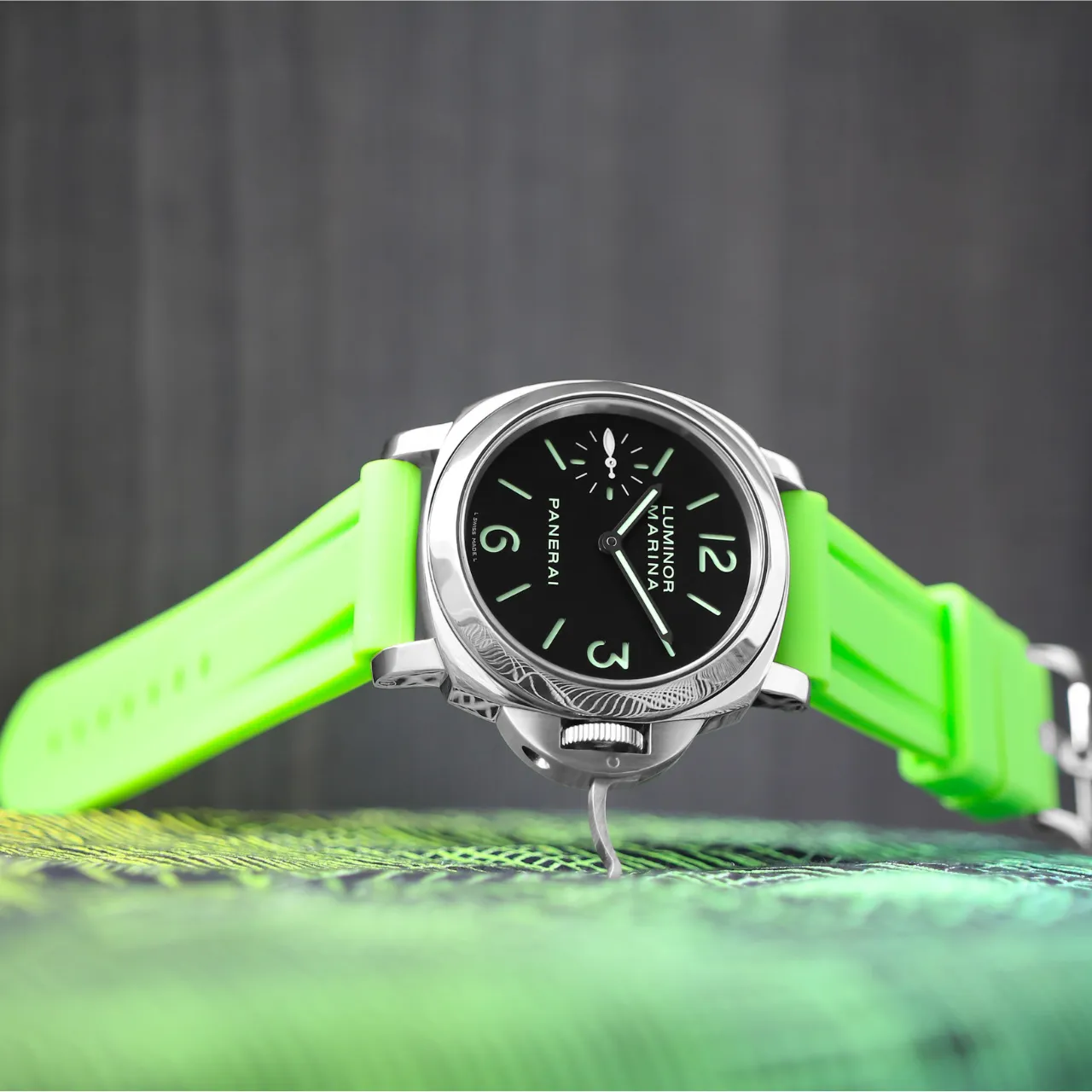 Rubber Strap for Panerai Luminor - Lime Green