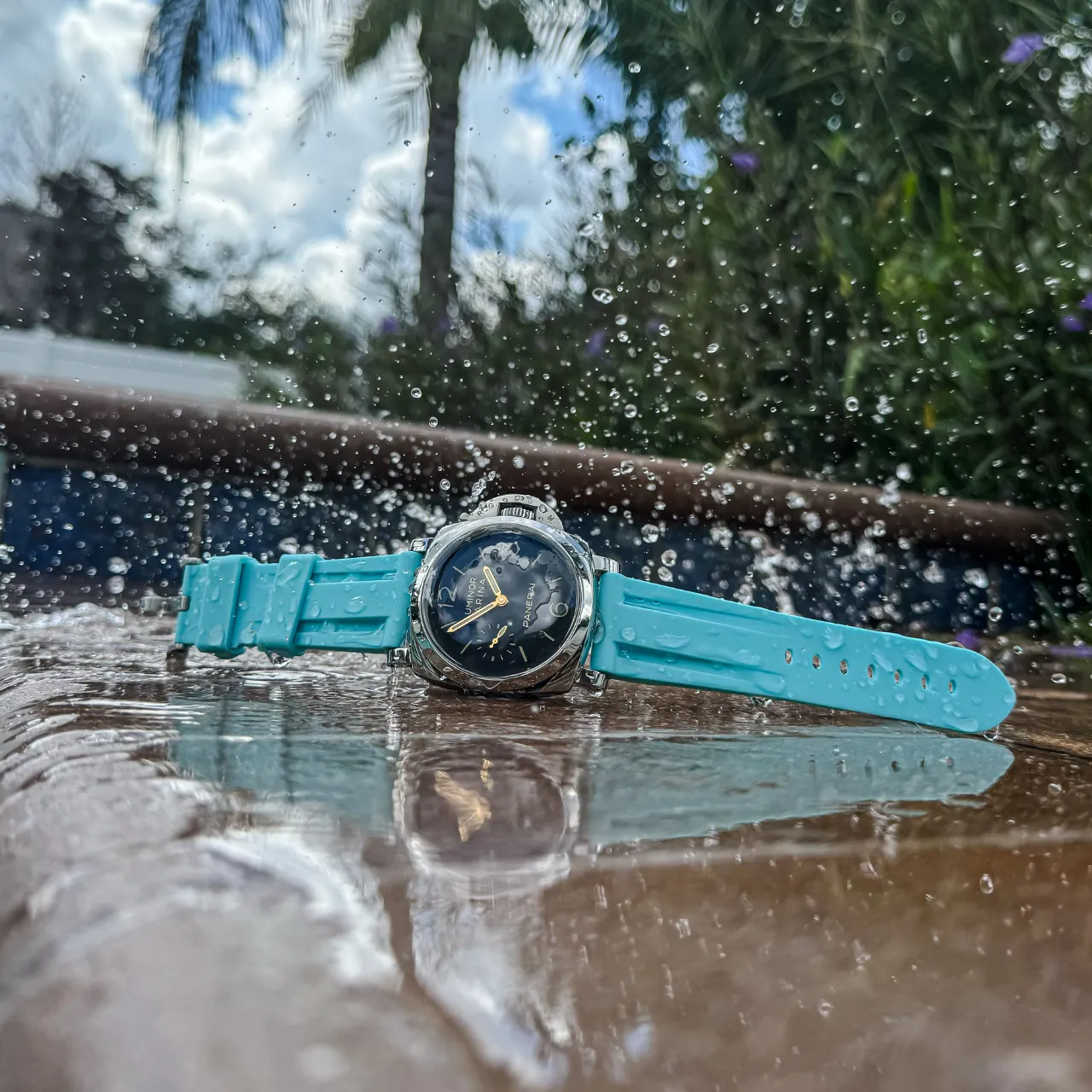 Rubber Strap for Panerai Luminor - Seafoam Blue