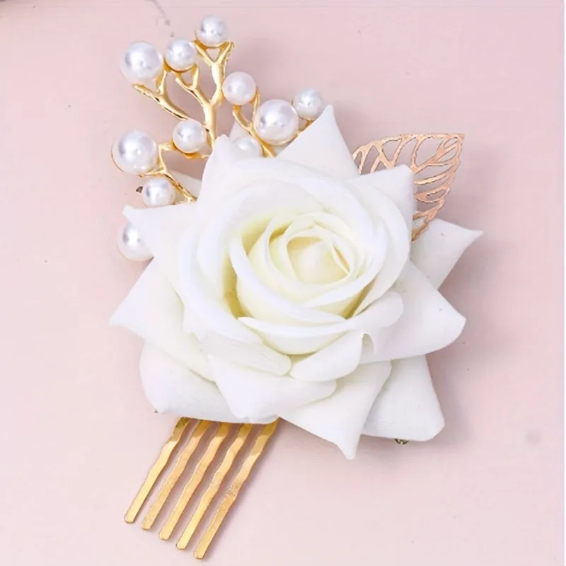 Silky Floral Hair Comb for Bridal Tiaras and Headpieces