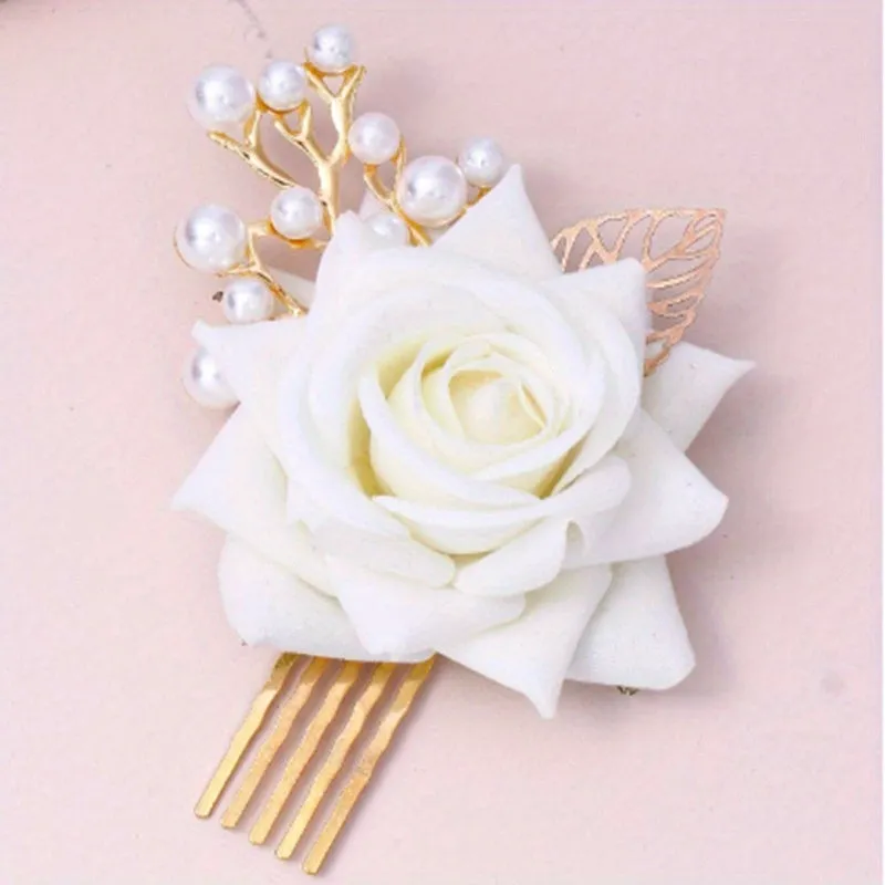 Silky Floral Hair Comb for Bridal Tiaras and Headpieces