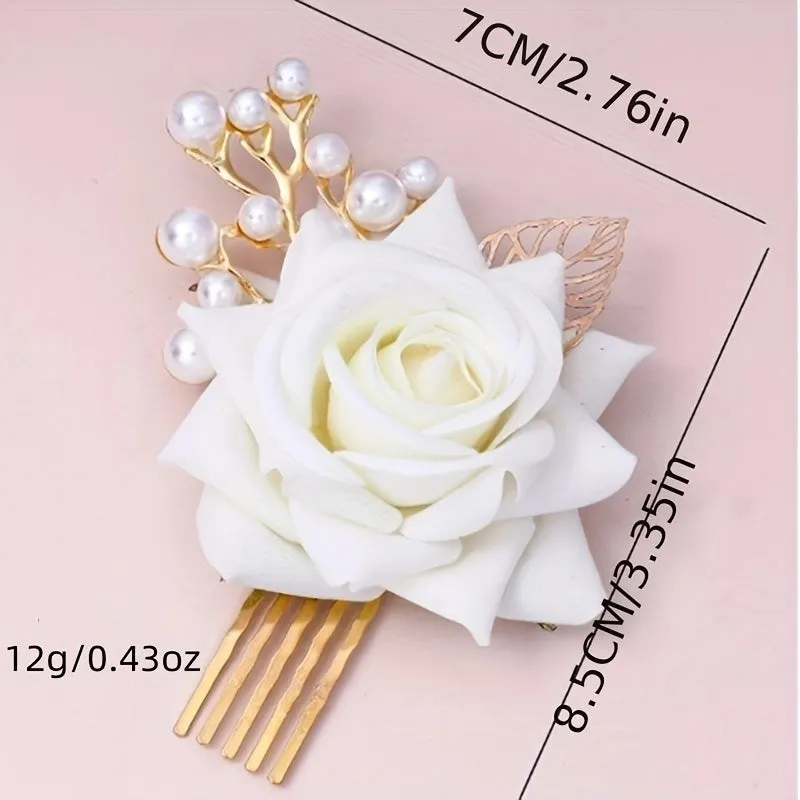 Silky Floral Hair Comb for Bridal Tiaras and Headpieces