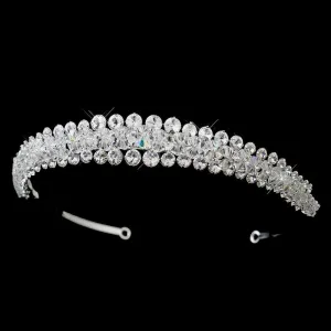 Silver & AB Double Layer Swarovski Crystal Bridal Headband