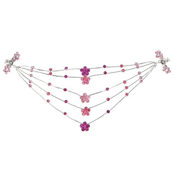 Silver Finish Rhinestone 5 Plum Princess Headlace Browband w/ Claws