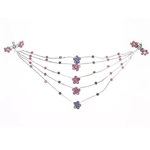 Silver Finish Rhinestone 5 Plum Princess Headlace Browband w/ Claws