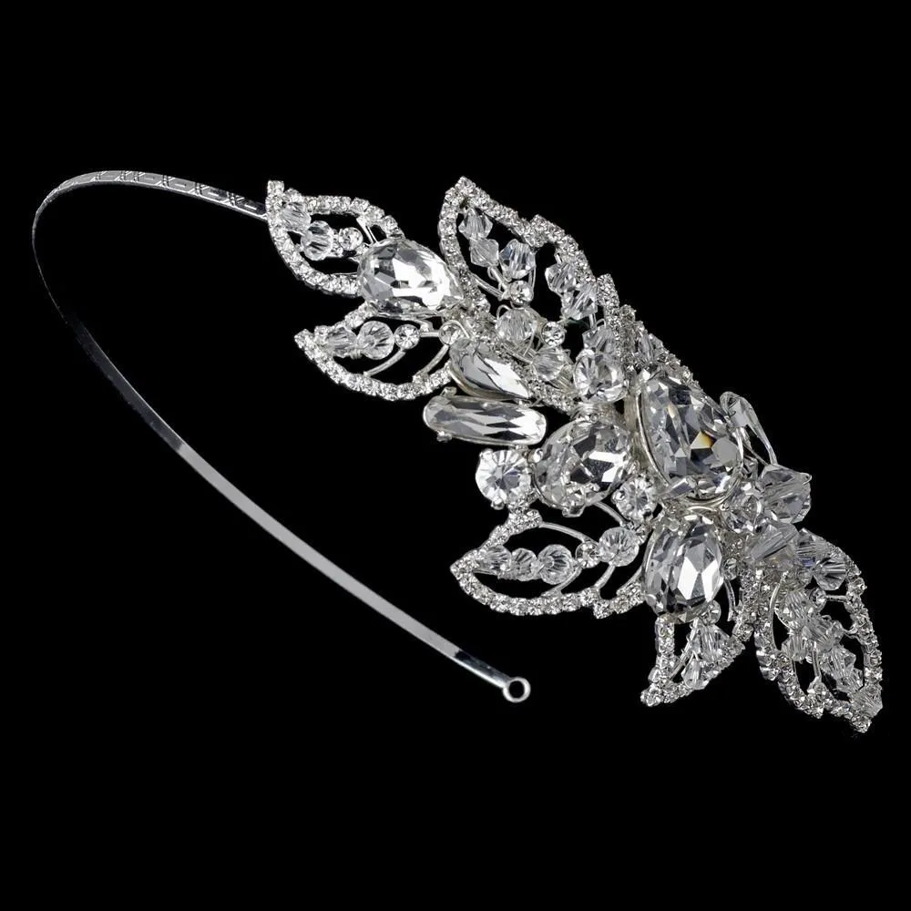 Silver Modern Crystal Couture Side Accented Headband