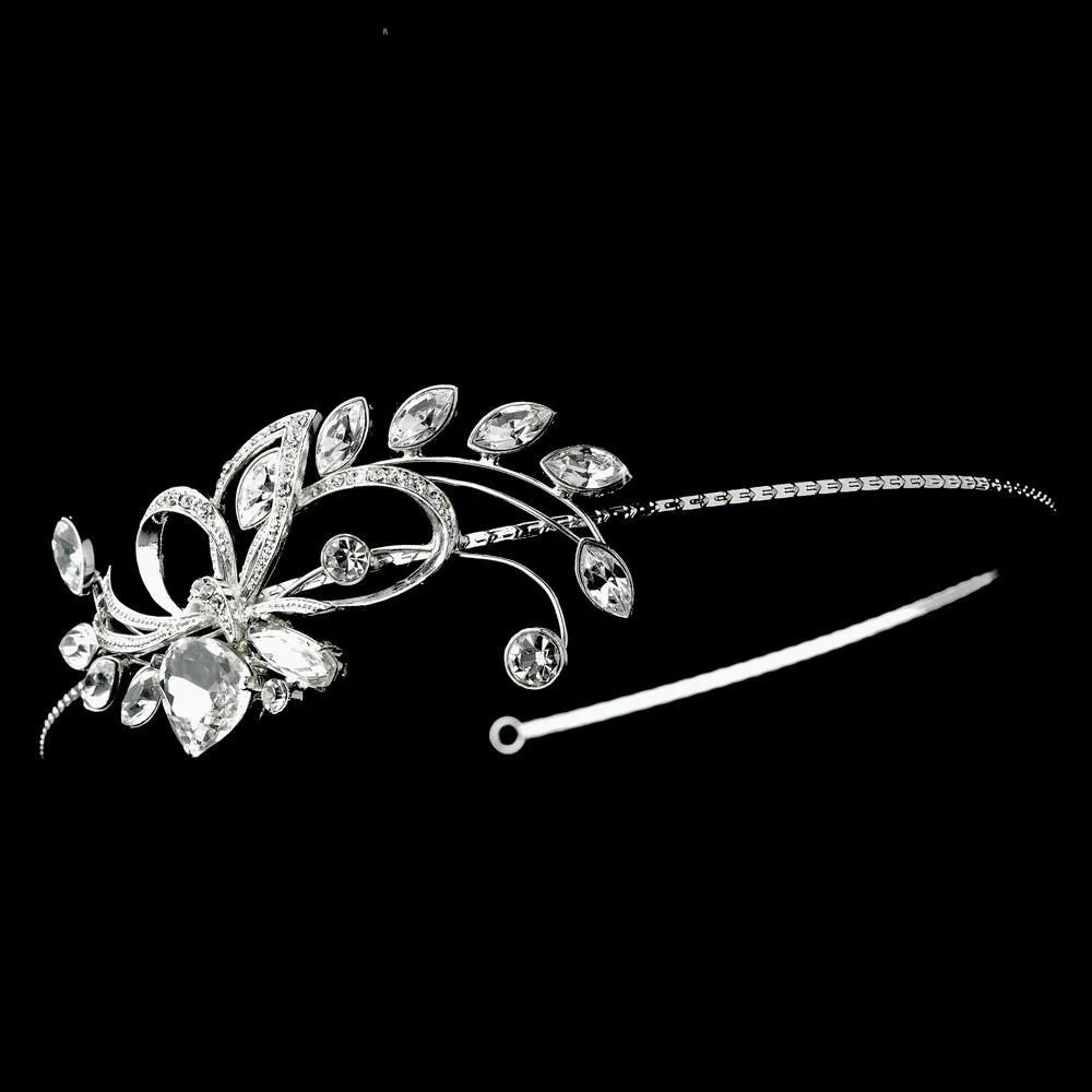 Silver Plated Crystal Swirl Bridal Headband