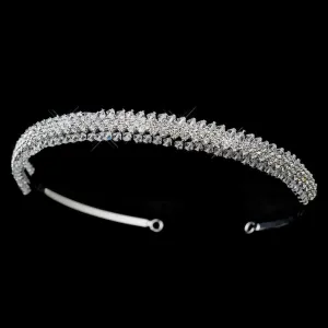 Silver Swarovski Crystal Bridal Side Accented Headpiece