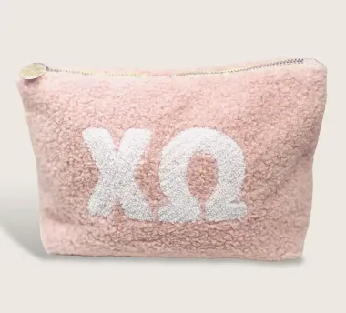 Sorority Greek Letter Teddy Pouch - Blush