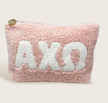 Sorority Greek Letter Teddy Pouch - Blush