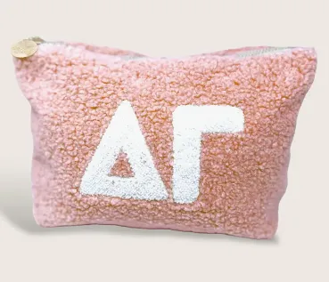 Sorority Greek Letter Teddy Pouch - Blush