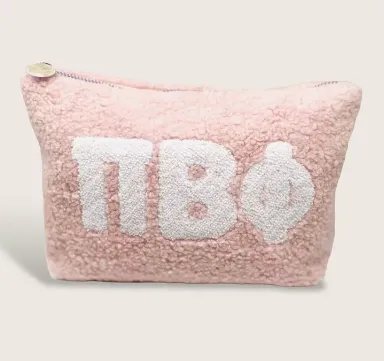 Sorority Greek Letter Teddy Pouch - Blush