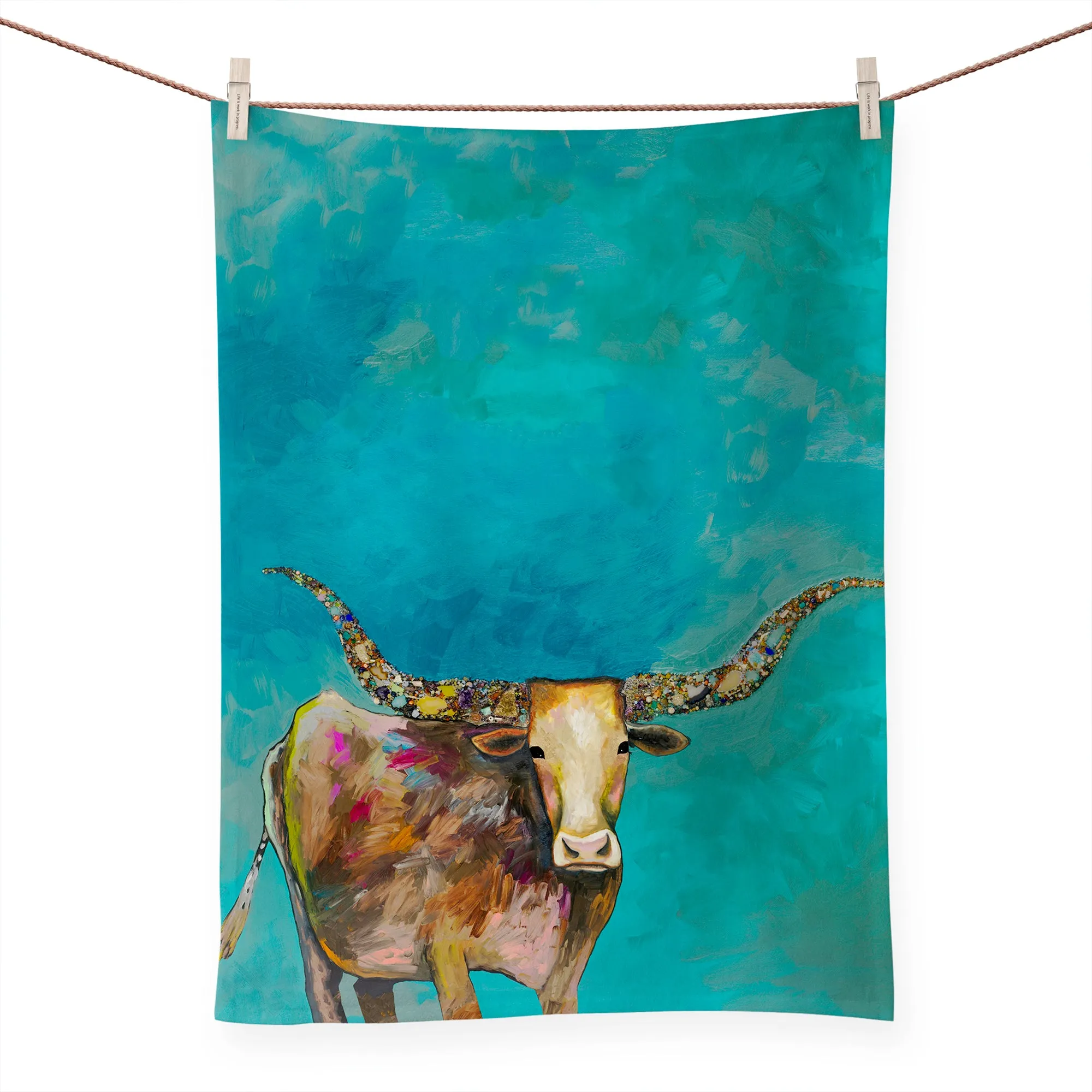 Standing Longhorn Tea Towel