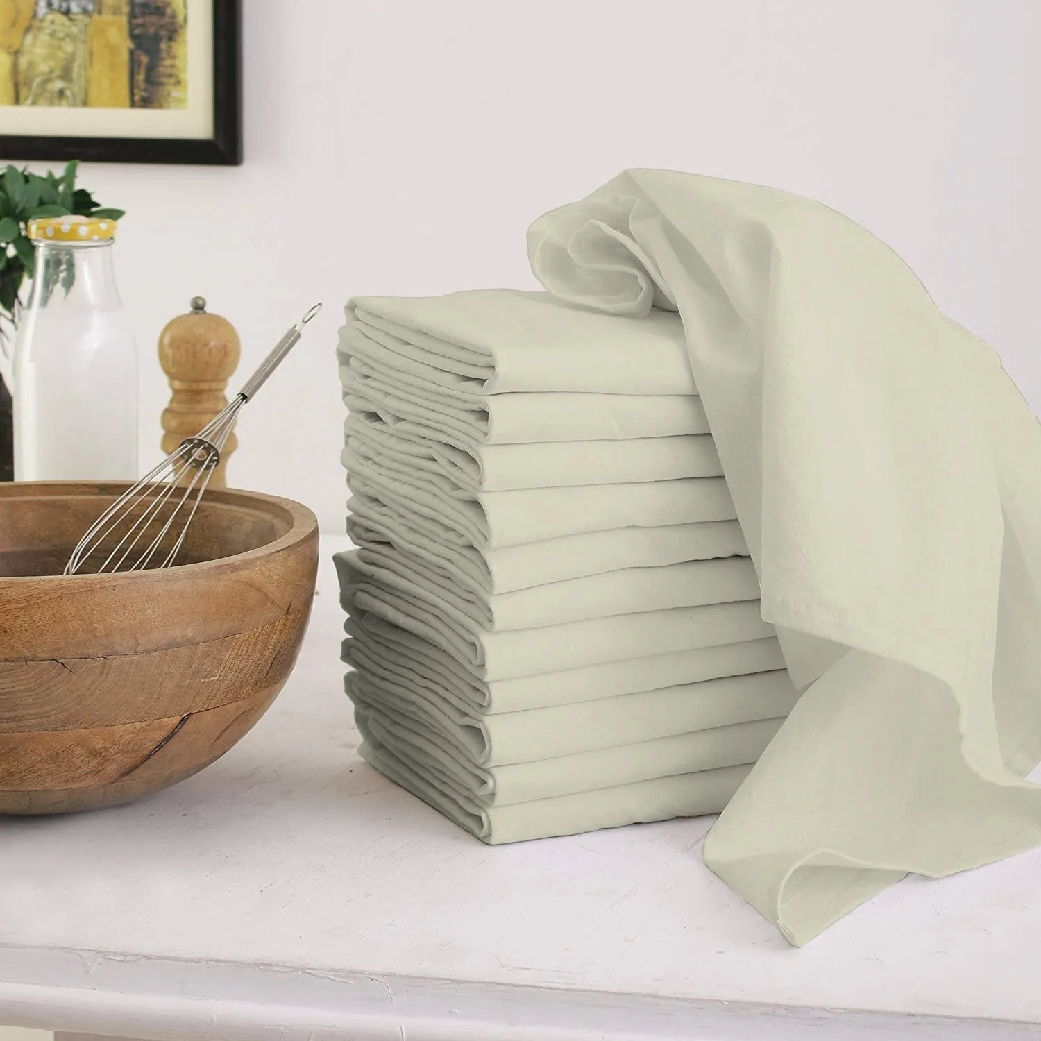 Unbleached Flour Sack Towels, Real Natural Tea Towels, Set of 12