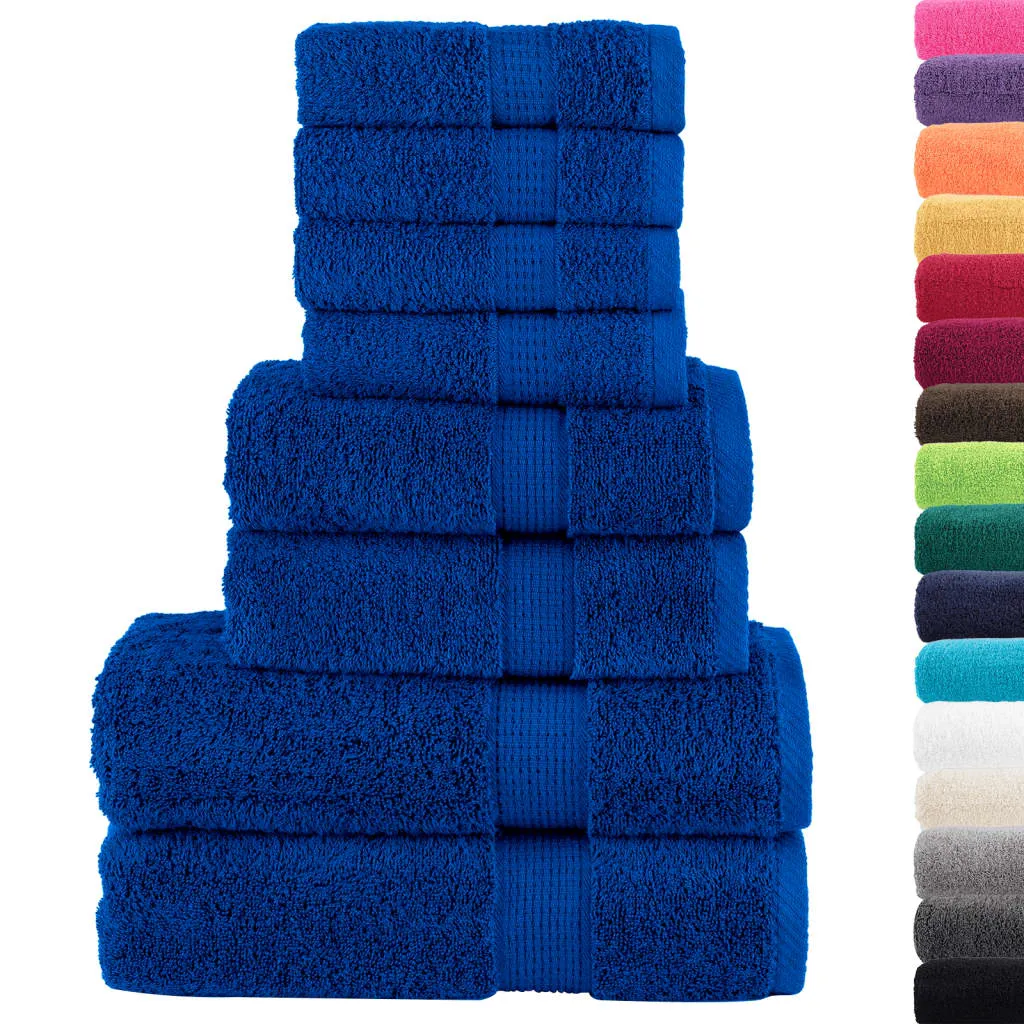 vidaXL 8 Piece Premium Towel Set in SOLUND Blue - Ultra Soft, Absorbent, 600 GSM, 100% Cotton, OEKO-TEX Certified