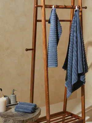 Westside Home Dark Blue Self-Striped Luxe Hand Towel