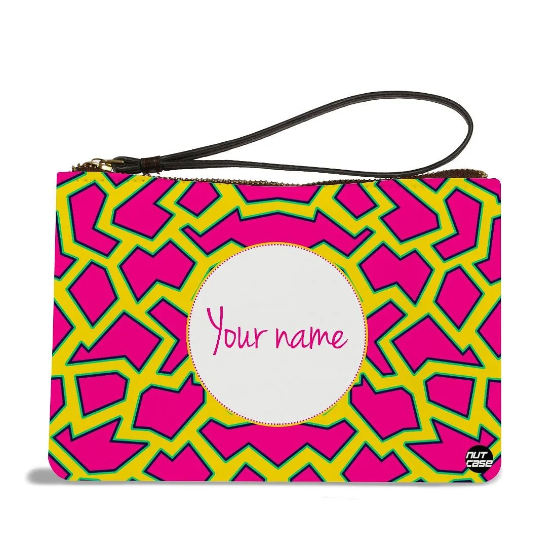 Wristlet Pouch - Yellow Pink Design